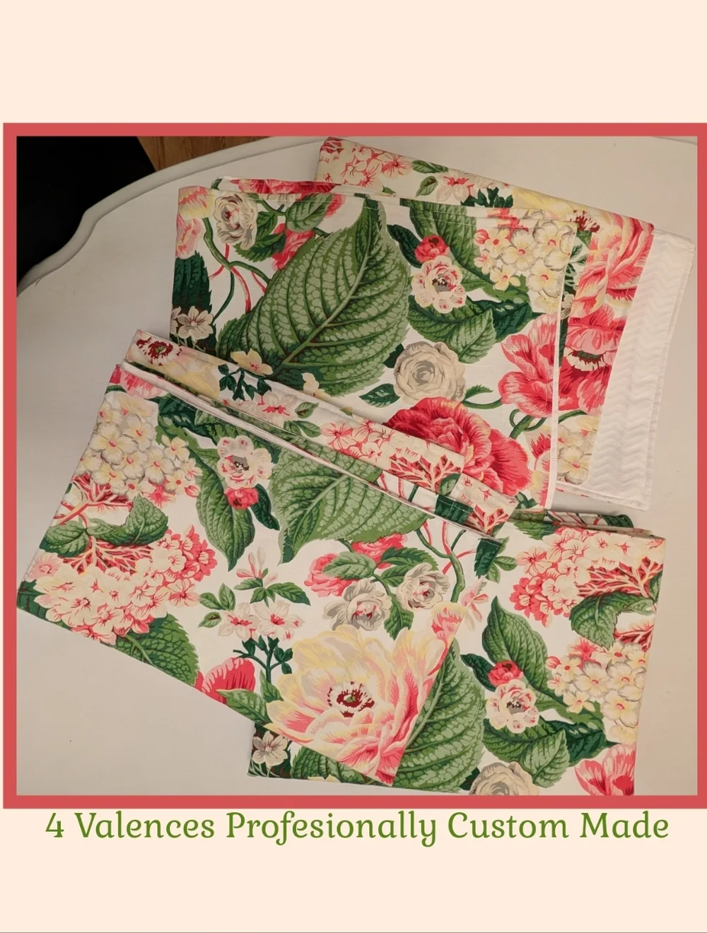 4 Valances, Waverly Spring Flourish Floral Curtains